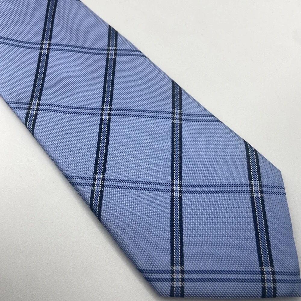 Banana Republic Bel Air Blue Plaid Tie Business Casual‎ Preppy Modern Wedding